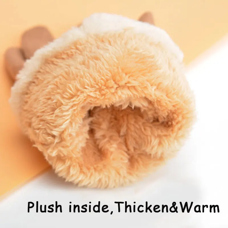 Женские перчатки зимние женские замшевые меховые теплые на полный палец модные