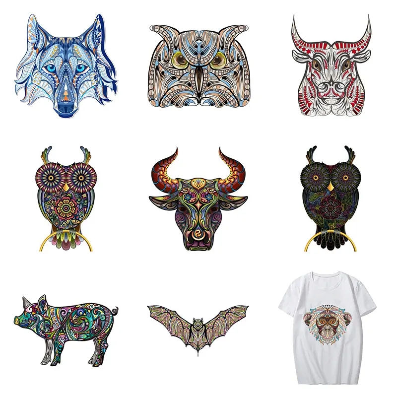 Цветные Животные патч передачи тепла утюг на свинья нашивки с совой для одежды из