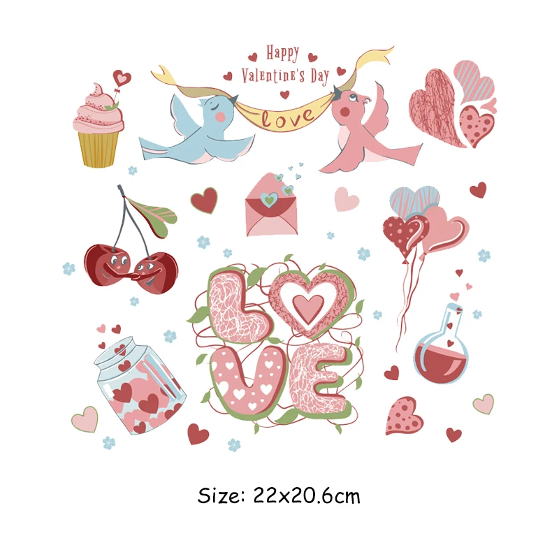 Valentine&#39s Day Clothes Stickers Iron On Transfers For Jeans Sticker Heat Press Appliqued Diy Lovers T-Shirt Hoodies Patch images - 6