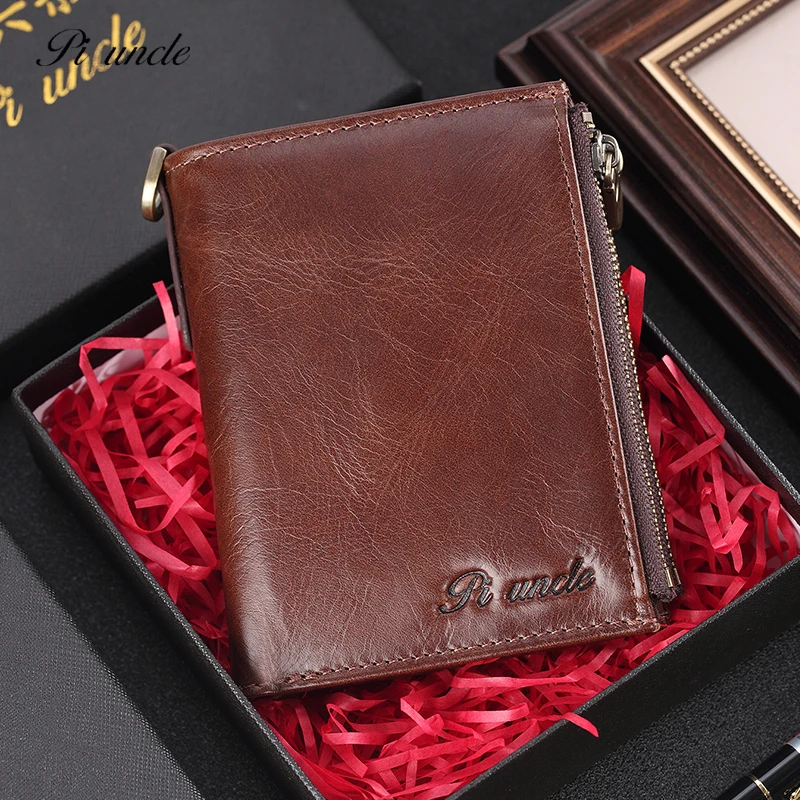 Most Popular Brand Men's Thin Wallet With Coins Holder Purse Small Soft Natural Cowhide Money Cards High Quality | Багаж и сумки