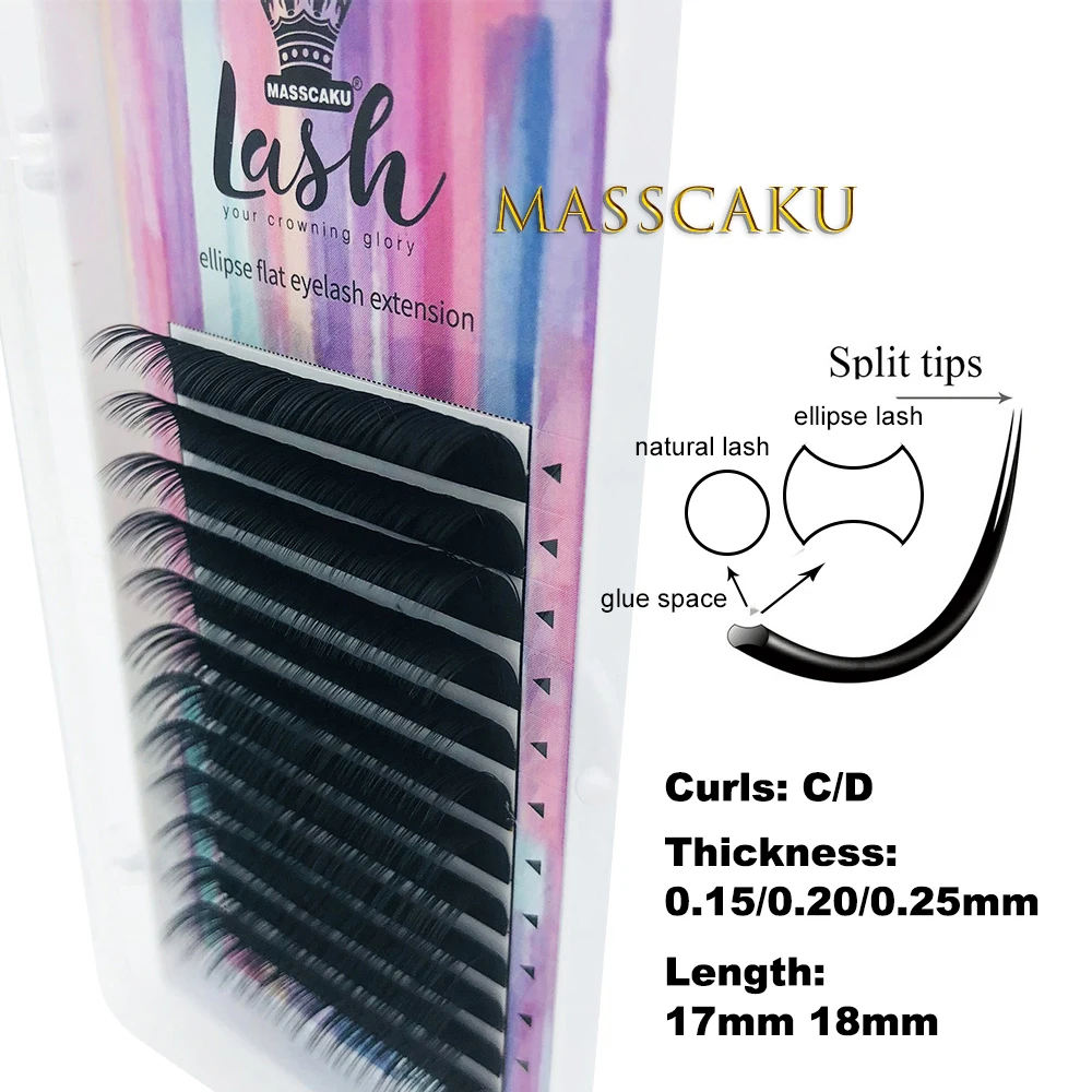 

MASSCAKU Оптовые новые мягкие матовые плоские Накладные ресницы с эллипсом, Индивидуальные Накладные ресницы, Накладные ресницы с естественны...