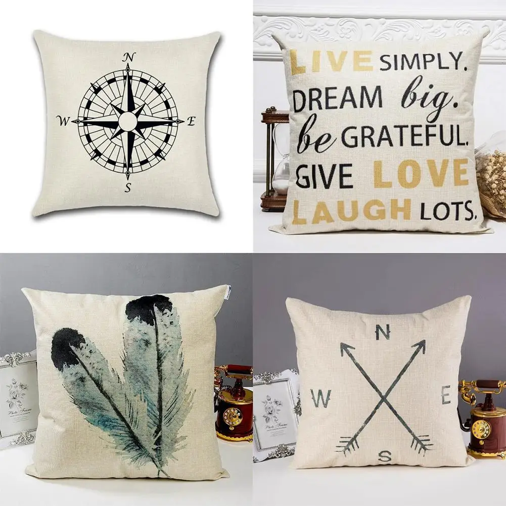 4 шт. чехол для подушки с компасом и пером винтажная декоративная подушка дивана в