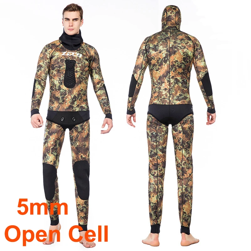 Men Wetsuit 5mm Neoprene  Open Cell Diving Suit 2pcs-Set Spearfishing Scuba wet suit