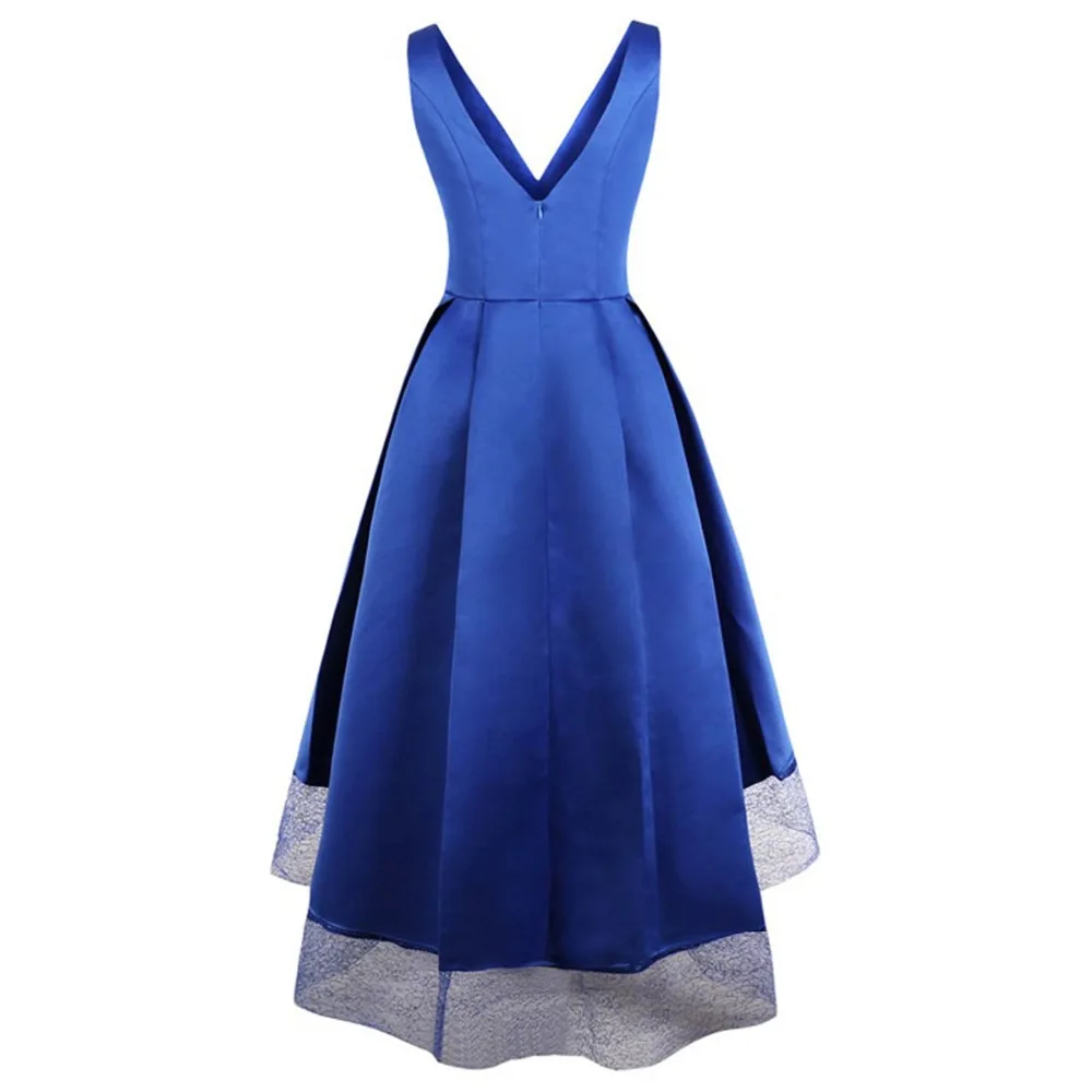 Женское вечернее платье Elagant синее длинное макси без рукавов с v образным вырезом