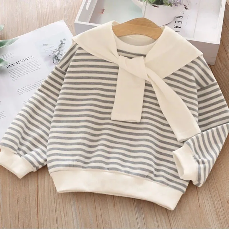 Bear Leader Girls Boys Striped Hoodies 2021 New Fashion Kids Baby Letter Print Sweatshirts Casual Korean Style Clothes For 2-7Y