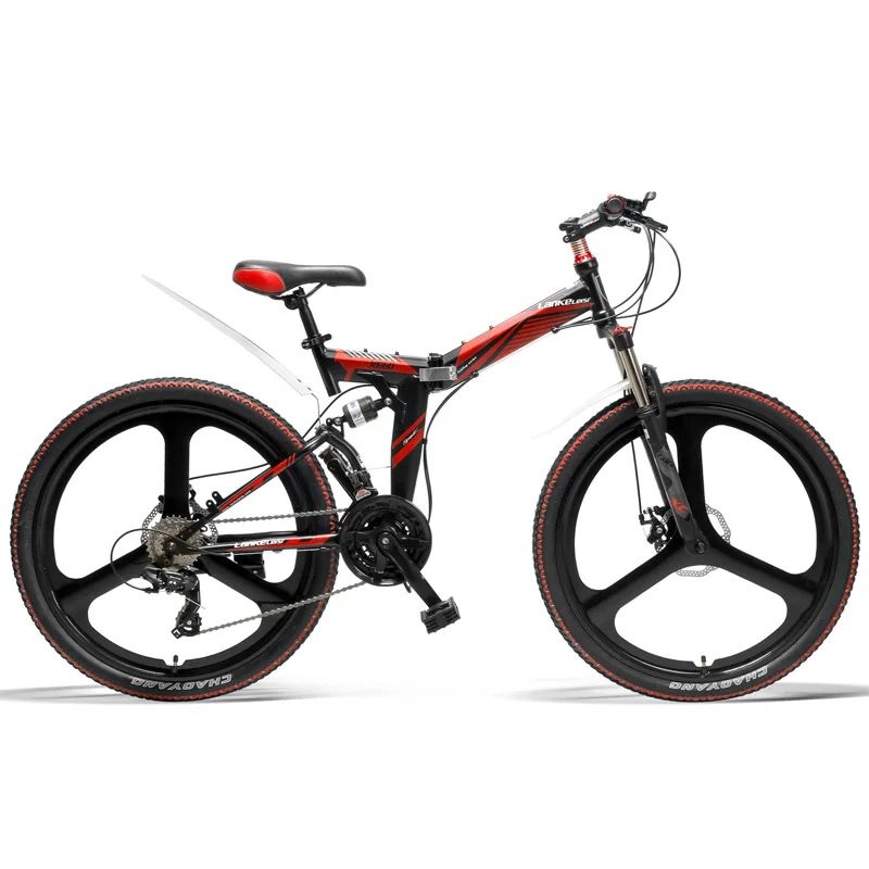 K660 Fast Folding Bicycle, 26 Inch Mountain Bike, Top Brand Transmission, Front & Rear Suspension, Folding Pedal