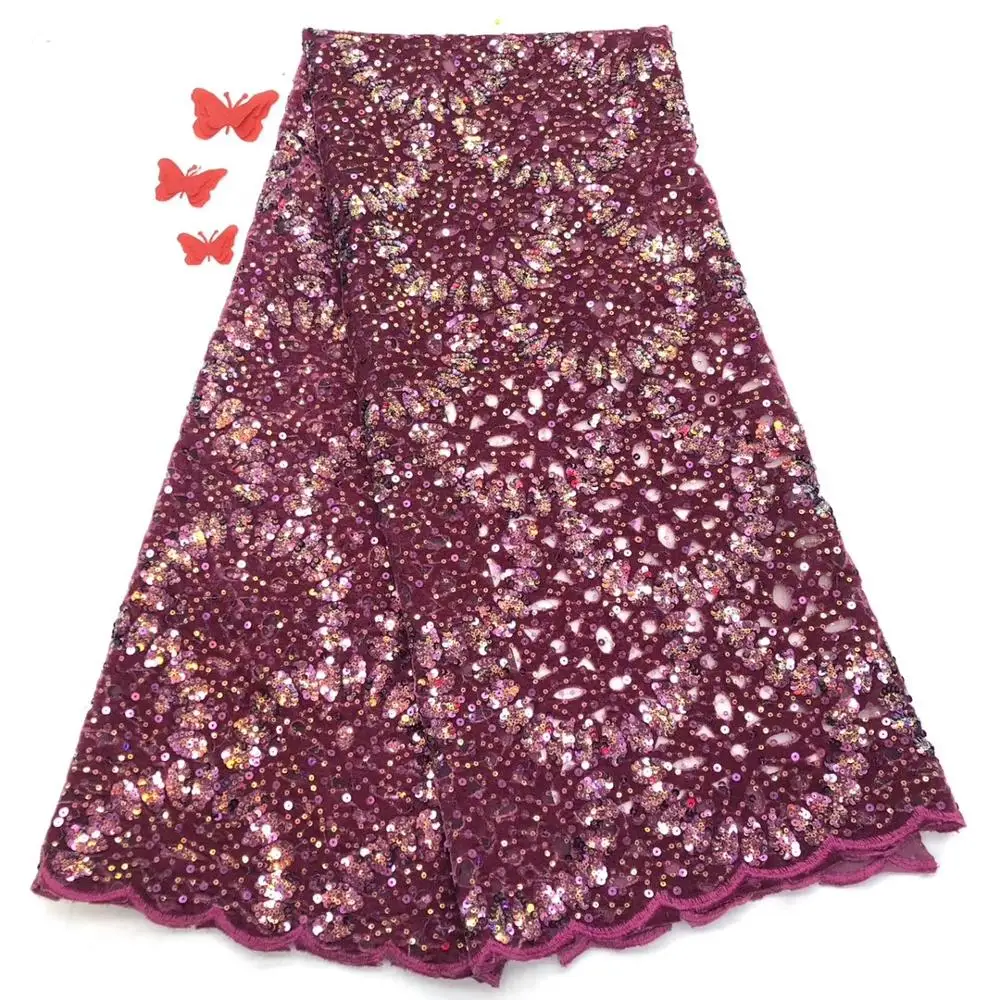 

NaXiu High Quality Nigerian Tulle Lace Fabrics Velvet Latest sequins Mesh African Lace Fabric Bride French Net Lace Fabric