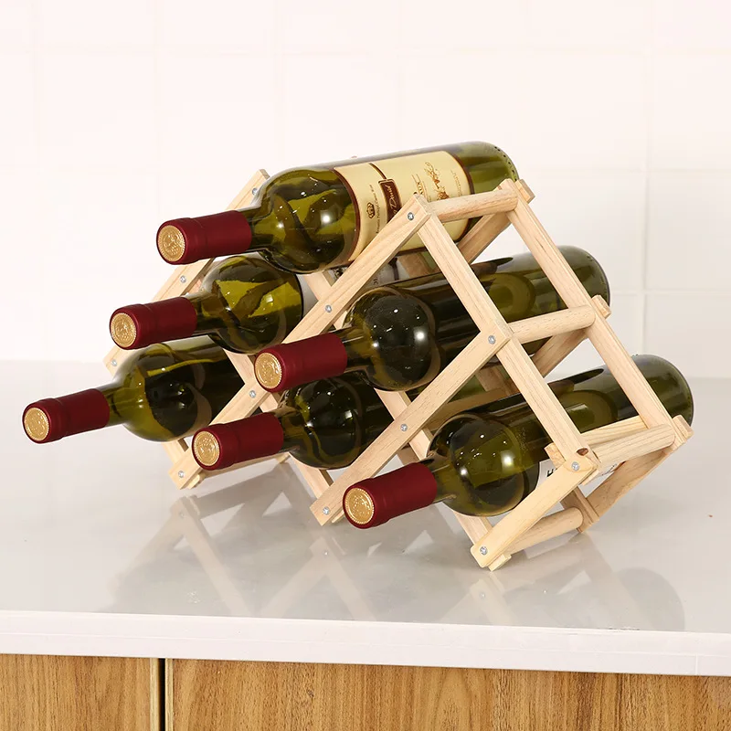 

Wooden Bottle Rack DIY Creative Folding Wine Stand Ornaments Multi-Bottled Home Geometric Function Decor Holder Stand For Wine