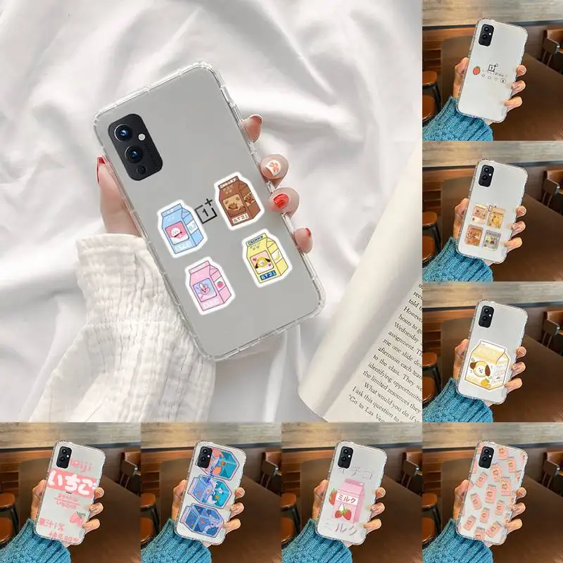 

Japanese Strawberry Milk Phone Case Transparent For OnePlus 9 8 7 7t 8t Oppo find X3 X2 reno5 Vivo X60 X50 Pro MeiZu 17 16XS