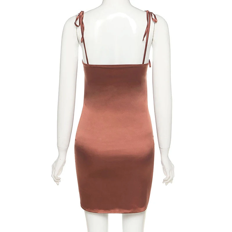 

Women Solid Chic Patchwork Sling Bodycon Lace Up V Neck Party Clothing Casual Street Mini Dress Harajuku Style Femme Vestidos