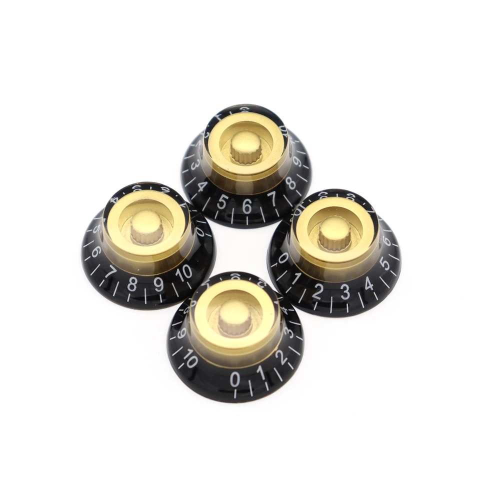 4 stücke gitarre bass glocke top hut knöpfe geschwindigkeit volume tone knöpfe für epi lp elektrische gitarre bass schwarz wgold