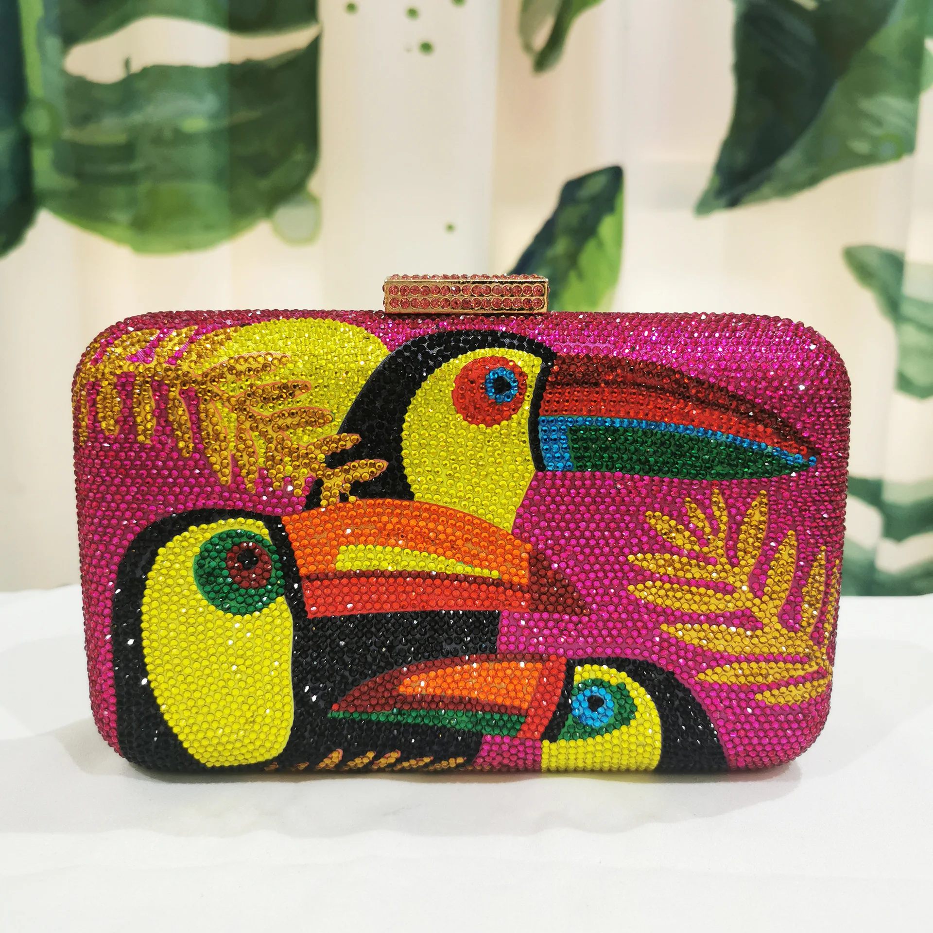 

Novelty Toucan Bird Women Crystal Evening Bags Rhinestones Box Minaudiere Clutch Party Cocktail Handbag Purse