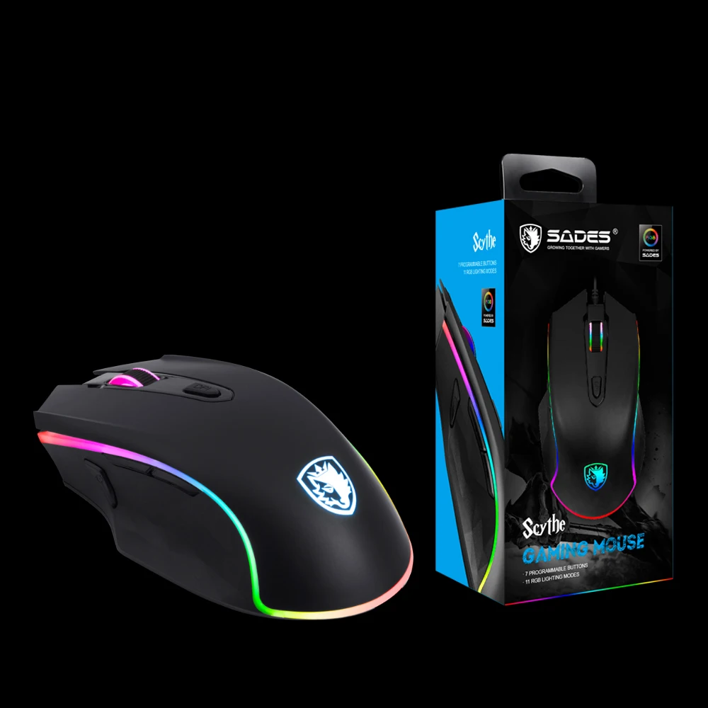 

SADES Scythe S17 Gaming Mouse Wired USB 3000DPI 7 programmable buttons 11 RGB lighting Opto-electronic