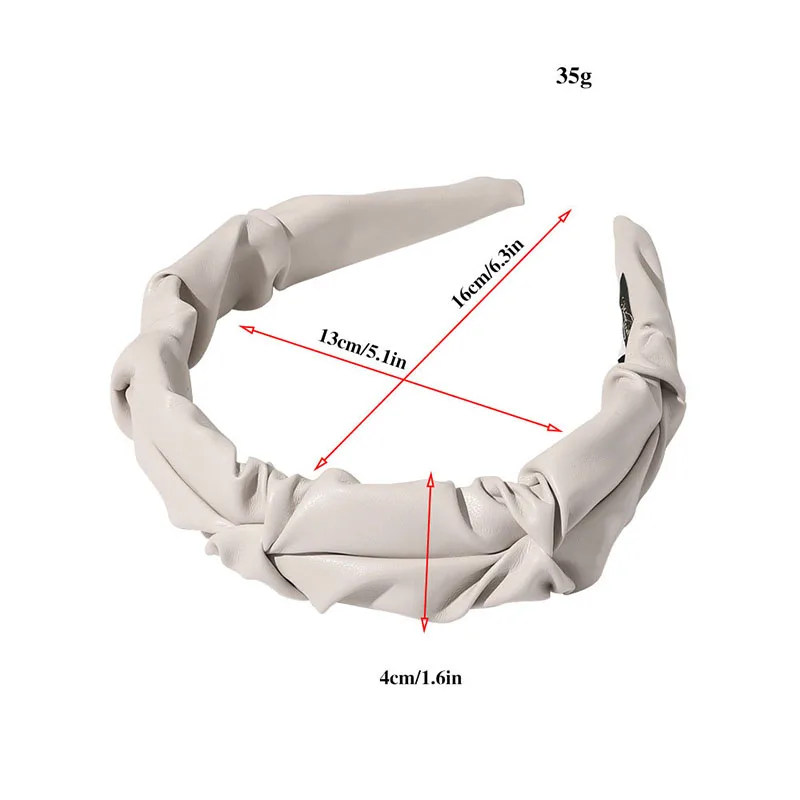

Soft PU Leather Headbands Pleated Artificial Leather Solid Color Wide Head Hoop Ruched Hair Hoop Fashion Women Hair Accessories