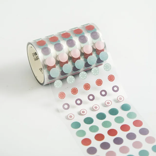 

1 Roll Basic Candy Color Dots PET Decorative Tape Hand Account Sticker