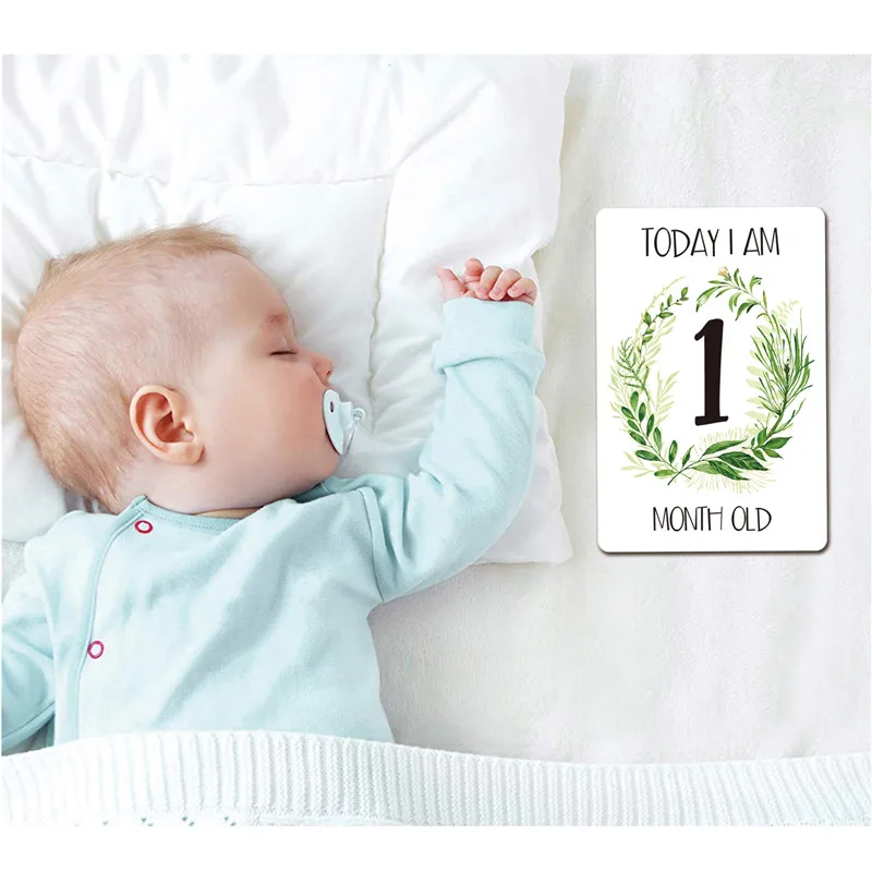 Pegatina de 12 Uds. De meses para fotograf&iacute;a de beb&eacute;, evento conmemorativo mensual para ni&ntilde;os reci&eacute;n nacidos, tarjeta conmemorativa, n&uacute;mero, accesorios para fotos, regalos-5