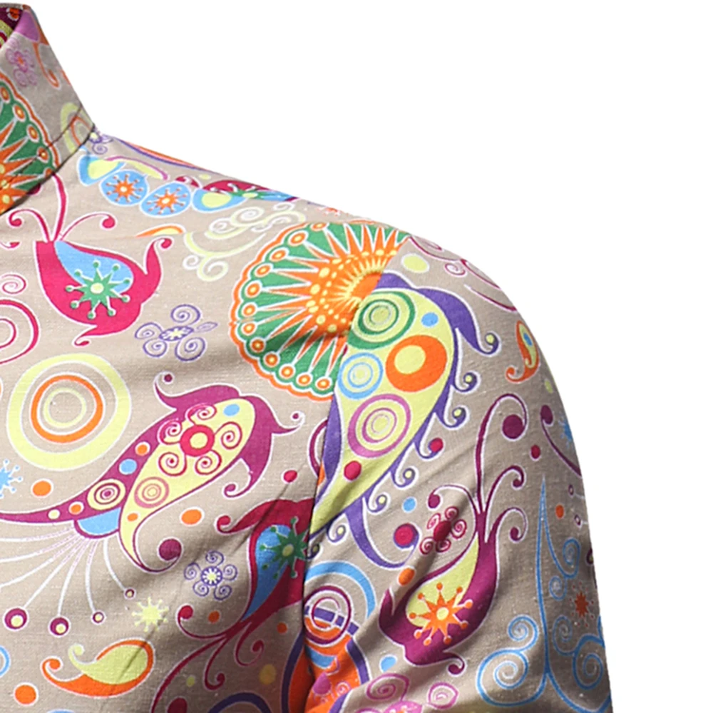 CYSINCOS Гавайская Мужская рубашка с длинным рукавом и принтом для отпуска размера