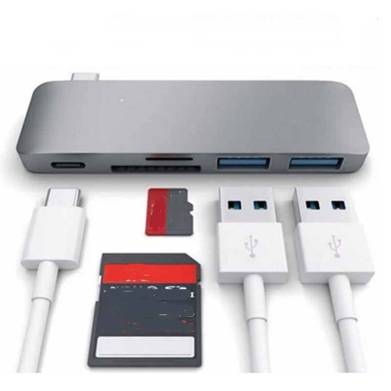 USB C Hub Dongle адаптер 5 в 1 док станция для ноутбука переключатель на 3 0 PD SD TF кардридер