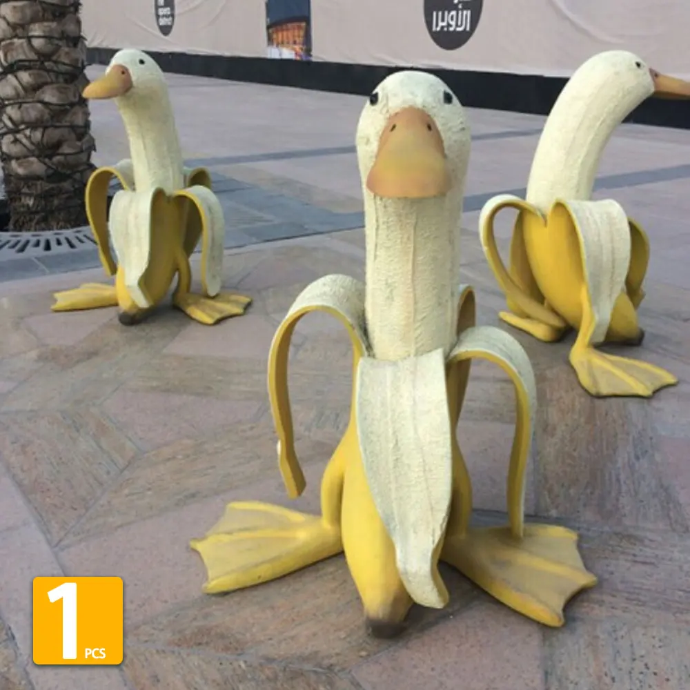 

Resin Banana And Duck Creative Art Banana Duck Statue Cute Peeled Decorative Figurine Sculpture Garden Yard Outdoor Ornament