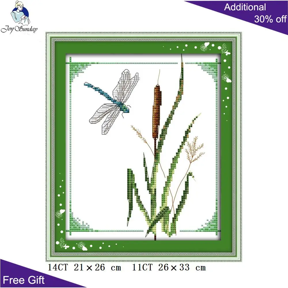 Joy Sunday Стрекоза Вышивка крестиком D931 14CT 11CT штампованный и Счетный домашний декор