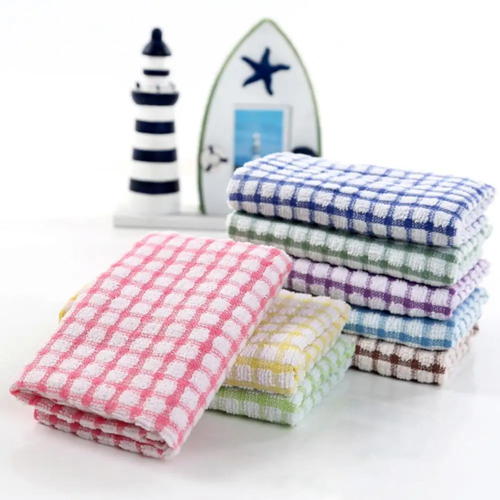 

Soft Plaid Absorbent Kitchen Table Dishcloth Cotton Cleaning Cotton Tea Towel
