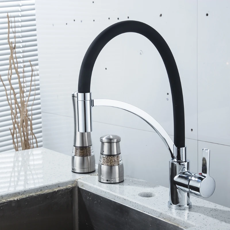 

Kitchen Faucet 360 Degree Rotatable Sink Tap Mixer Single Lever Spiral Spring