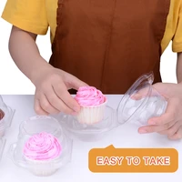 hot 50 pack individual cupcake containers disposable with connected lid stackable single cupcake boxes clear muffin holders