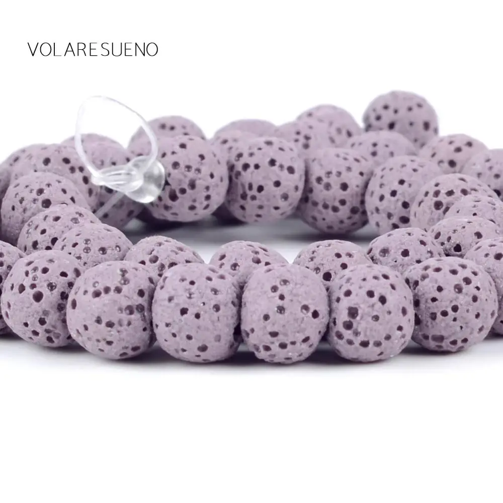 Натуральный фиолетовый лавовый камень круглые бусины россыпью для изготовления