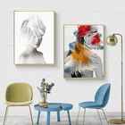 Настенный постер с художественным принтом, белое крыло, золотой Рыбка, хвост, женщина, Абстрактная Картина на холсте, картина для гостиной, украшение для дома