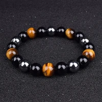 men bracelets 10mm natural stone black onyx tiger eye hematite beads bracelets for women magnetic health protection bracelet