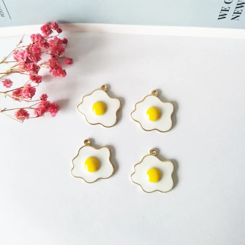 

10pcs Classics Poached Egg Enamel Charms DIY Earring Finding Omelette Egg Pendants Floating Bracelet Hair Jewelry Accessory