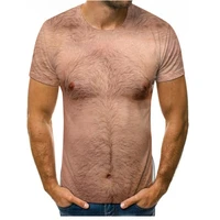 new stylish mens 3d funny printed chest hair muscle short sleeve summer t shirt alternative fake two harajuku tops