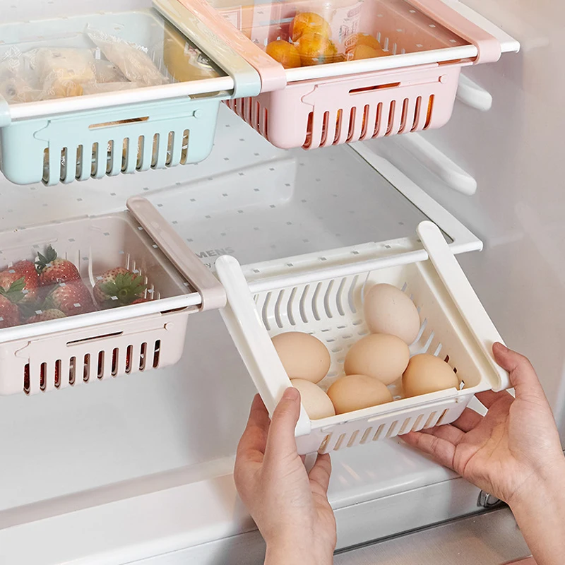 

Retractable adjustable refrigerator storage box drawer basket refrigerator drawer drawer fresh compartment storage rack