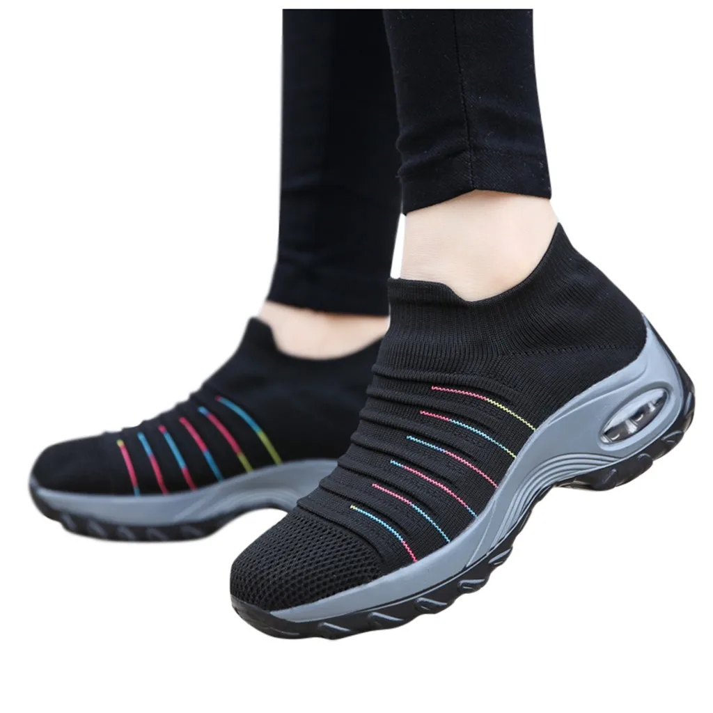 Кроссовки женские сетчатые на толстой подошве Вулканизированная подошва лоферы