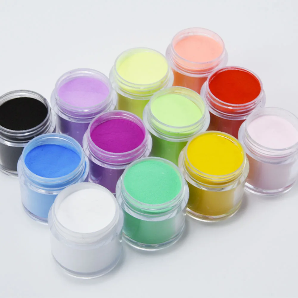 

8g/bottle Nail Acrylic Powder 12-Colors Nail Sparkling Glitter Dust Nail Art Decorations Charms Manicure Acrylic Powder TRFA82