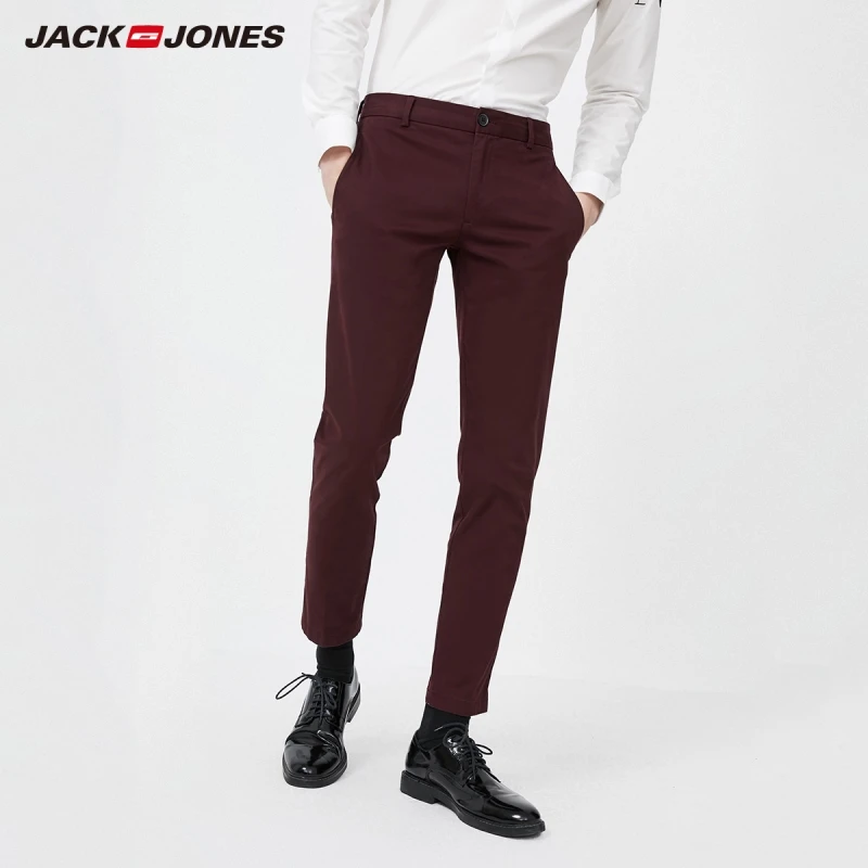 

JackJones Men's Slim Fit Stretch Cotton Business Casual Pure Color Casual Pants|219314525