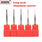 Твердосплавная Концевая фреза HRC55 1mm-2.5 с 3 канавками, фреза с длинной шеей, плоская торцевая фреза для обработки алюминия с ЧПУ, Глубокая обработка, 1 шт.