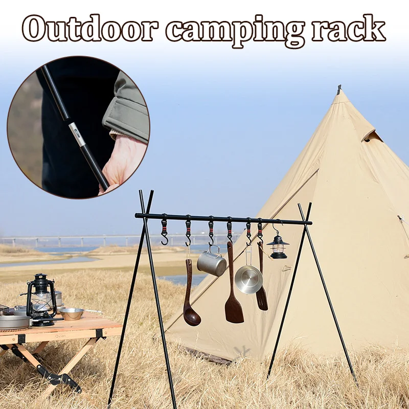 

Lightweight Exterior Folding Camping Shelf Aluminum Alloy Clothes Storage Hanger Cookware Eequipment Hanging Rack Estante