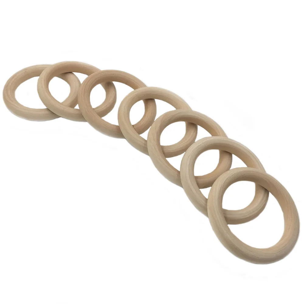 50 piezas 40mm anillos de dentici&oacute;n Natural para beb&eacute;, collar de madera, pulsera-3