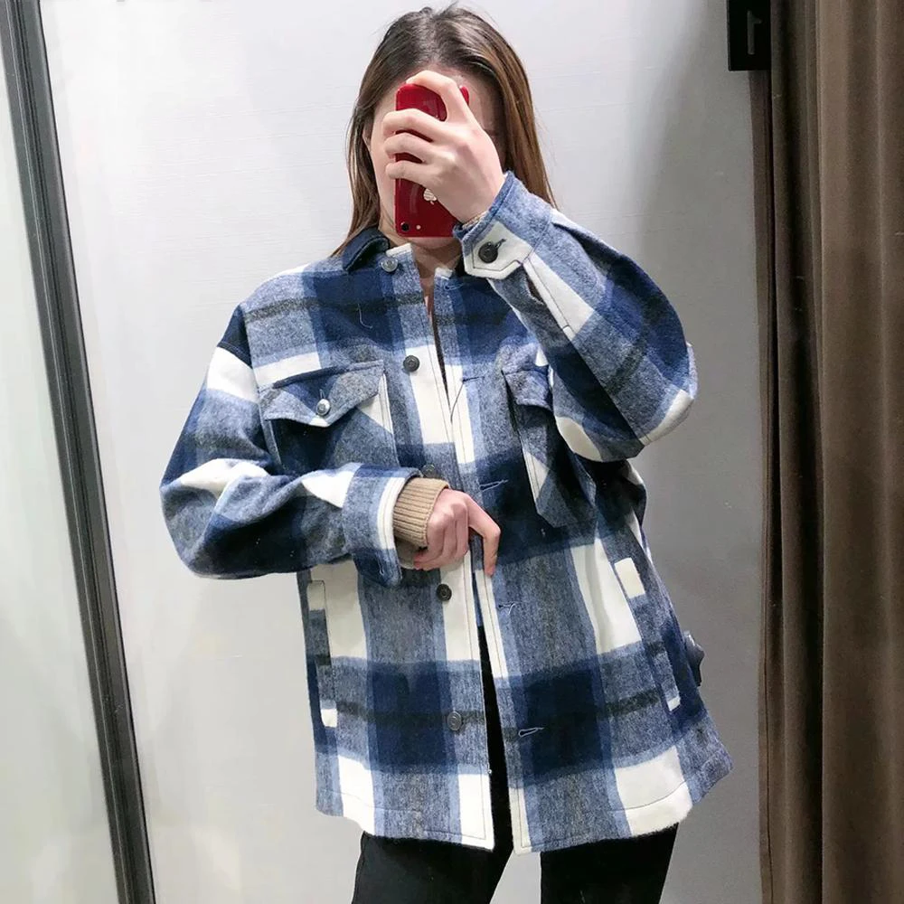 2019 Осенние Топы и блузки винтажная клетчатая рубашка женская блуза с длинным