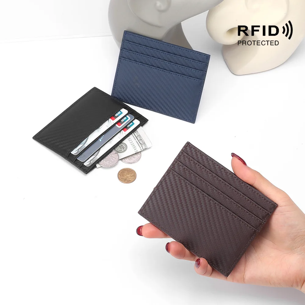 BISI GORO мужской RFID кошелек из углеродного волокна натуральной кожи бизнес