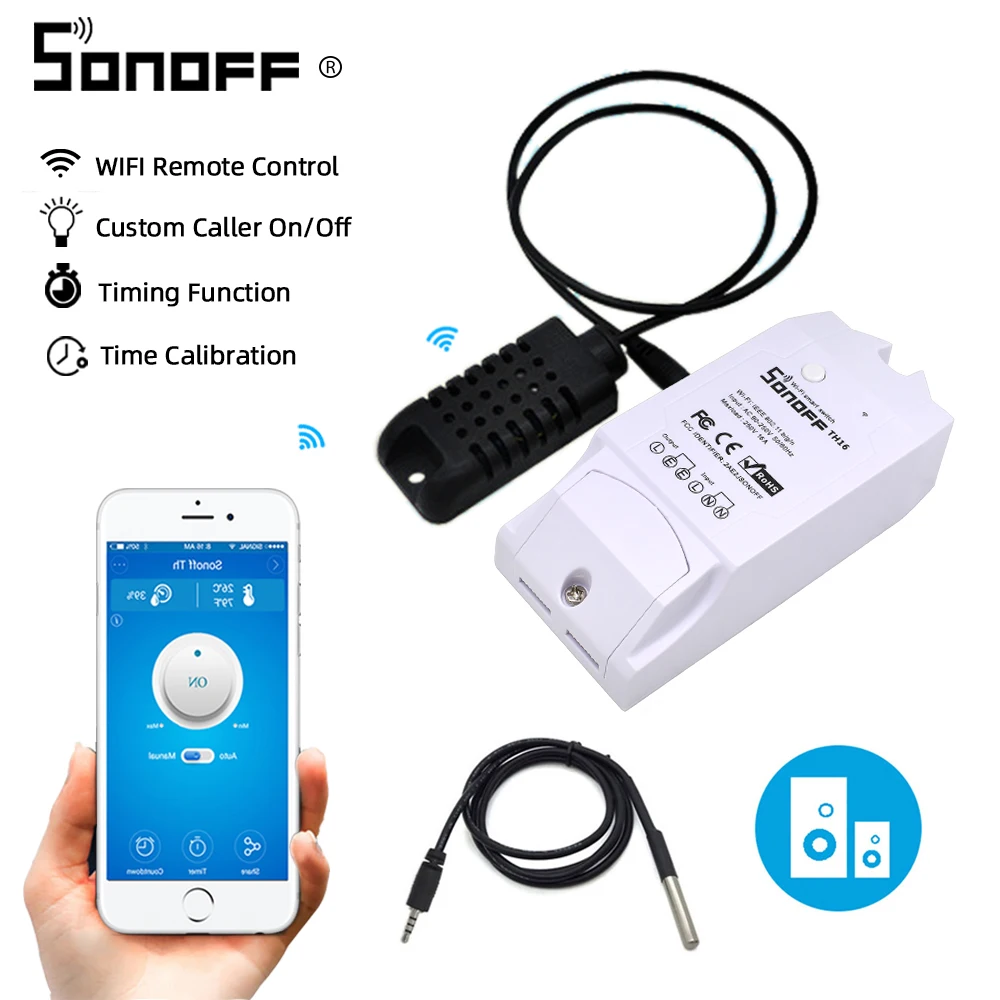 Умный выключатель Itead Sonoff TH16 DS18B20 Si7021 датчик температуры и влажности/монитор Wi Fi
