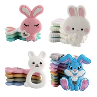 silicone teether rodent cartoon rabbit 1pc food grade silicone pandents diy teething toys for teeth tiny rod baby teethers gift