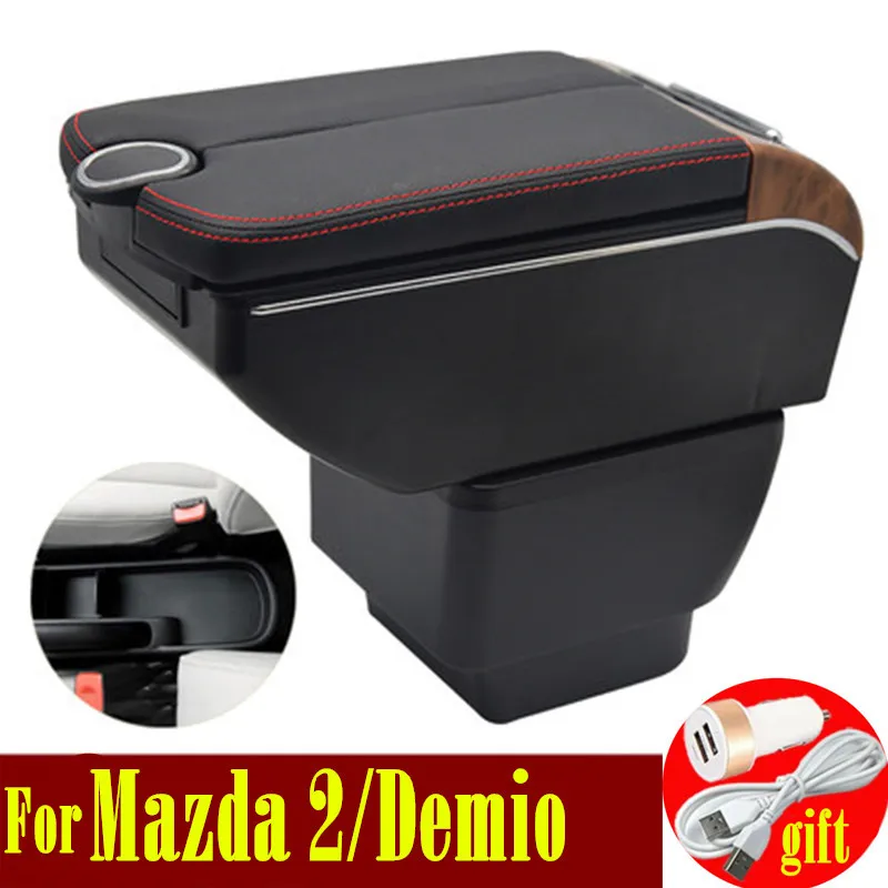 Подлокотник для Mazda 2/Demio двойная дверь открывается 7usb консоль хранения