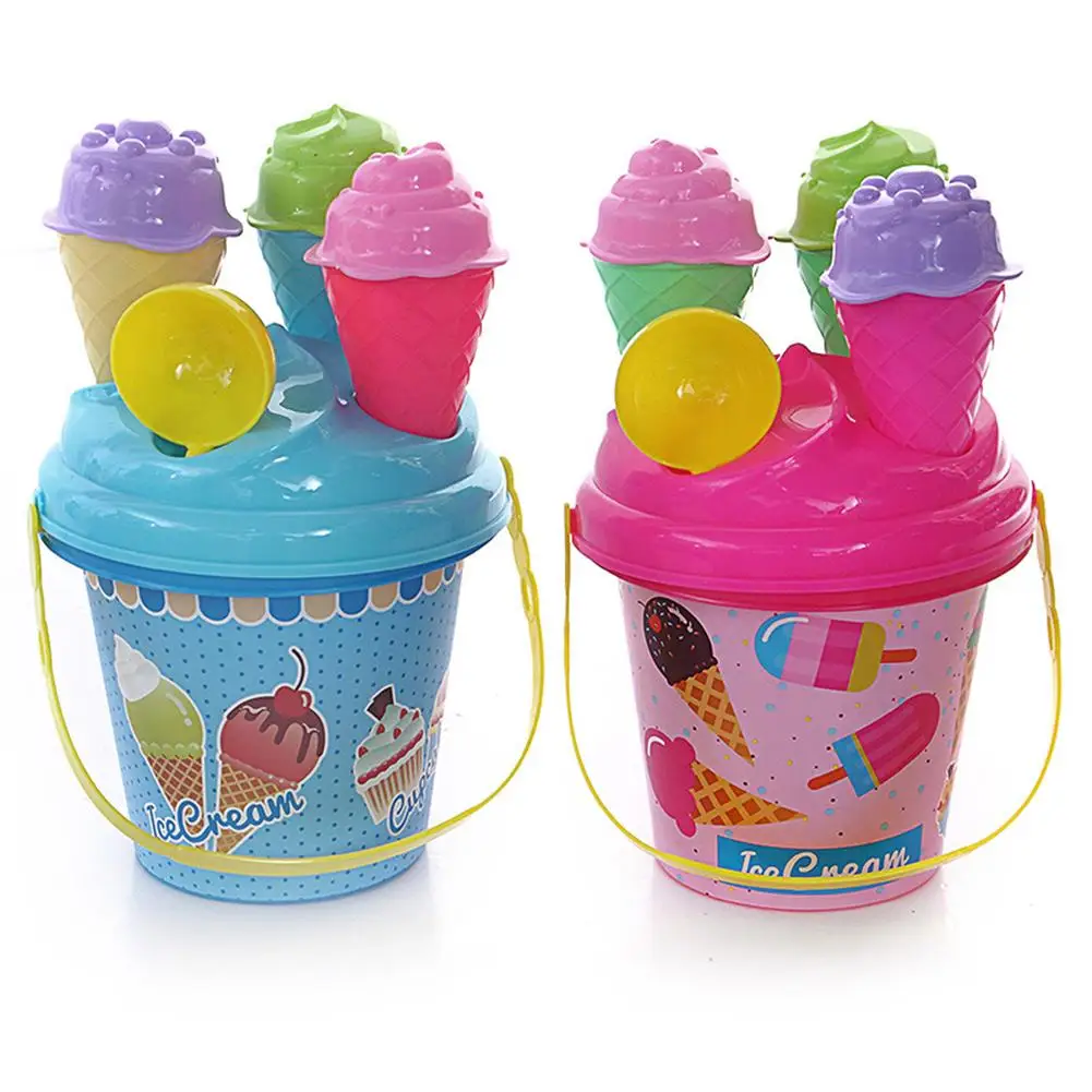 Cubo para helado al aire libre para ni&ntilde;os, modelo de cuchar&oacute;n, arena, arena, juguete de arena para ni&ntilde;os, juguetes para playa, 8 Uds.-0