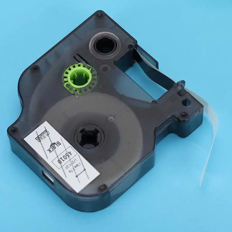 Лента для этикеток DYMO печатной бумаги D1 12 мм черная на прозрачном фоне 45010|Ленты