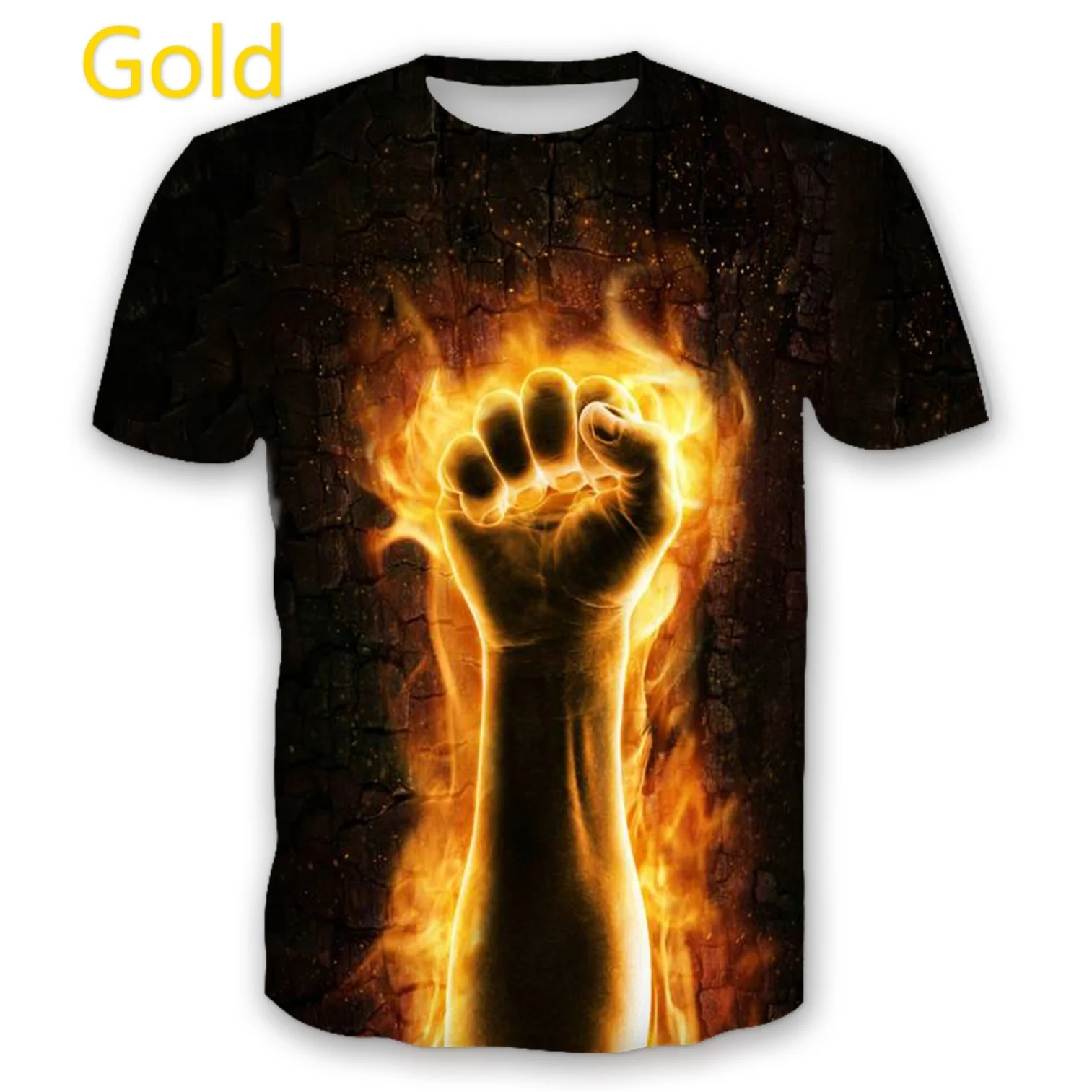 Футболка с коротким рукавом и круглым вырезом 3D принтом огненной гитары|Мужские