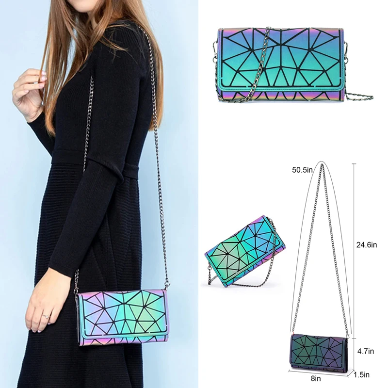 Женская сумка через плечо IDEAS блестящая Геометрическая Сумка с голограммой и