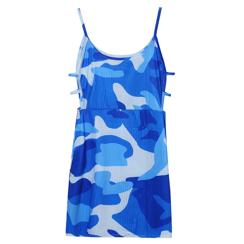 

Summer Fashion Sling Dress Women Casual Camouflage Printed Dress Sexy Tight-fitting Sleeveless Short Dress Elegant Slim Dresses