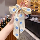 Новинка лета 2021, детская лента для завязывания волос с большим кишечником, с принтом для маленькой девочки, Женские аксессуары